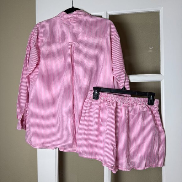 PRINCESS POLLY Pink Striped 2 Piece Set Boxer Shorts & Button Up Size 2 Small - Picture 9 of 13